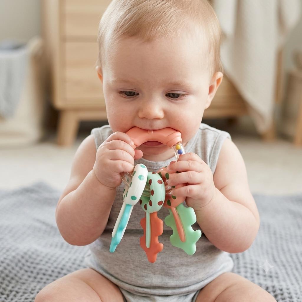 B2130 – Nordic Pastel Sensory Key Teether - BABY PLAY SCENE