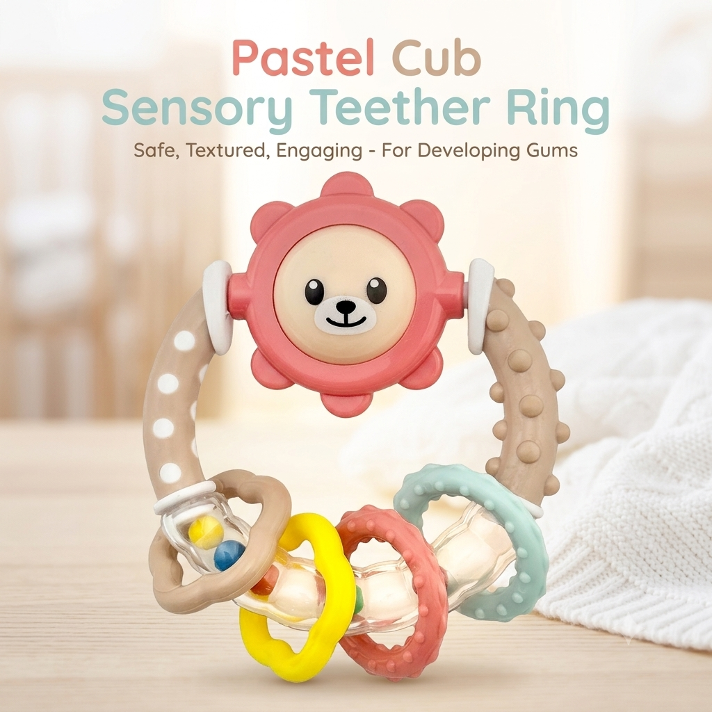 B450SB – Pastel Cub Sensory Teether Ring