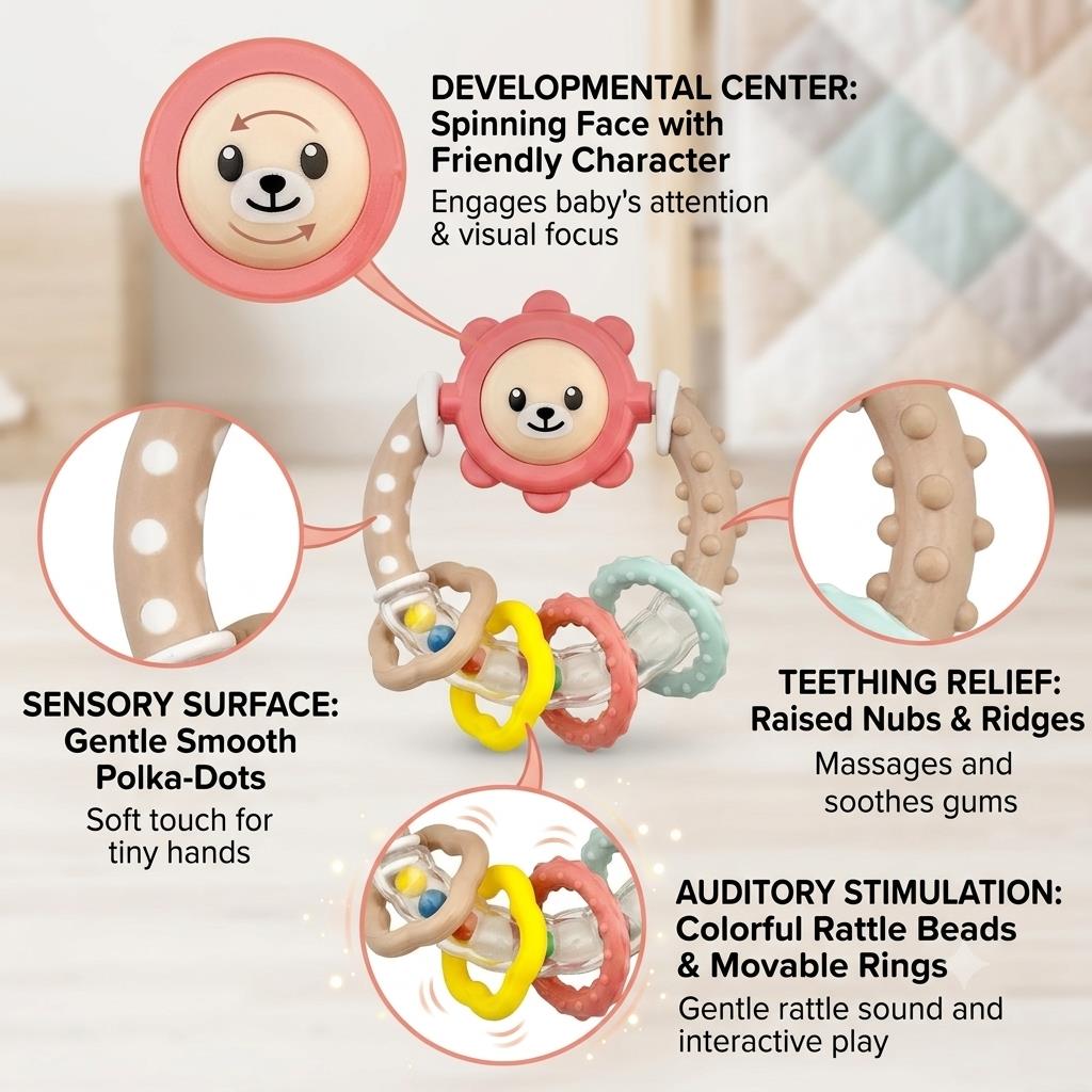 B450SB - Pastel Cub Sensory Teether Ring - FEATURES