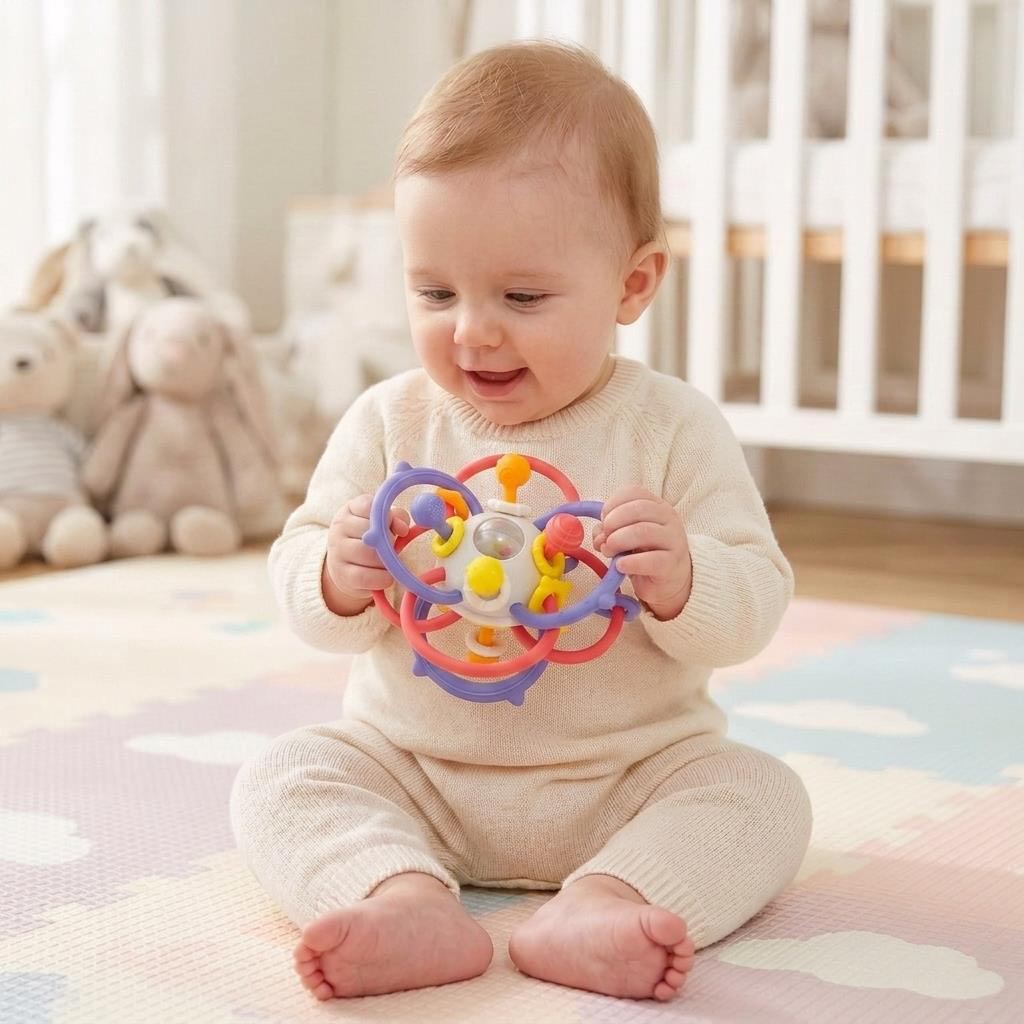 S9678 Multi-Loop Sensory Silicone Teething Ball for Babies