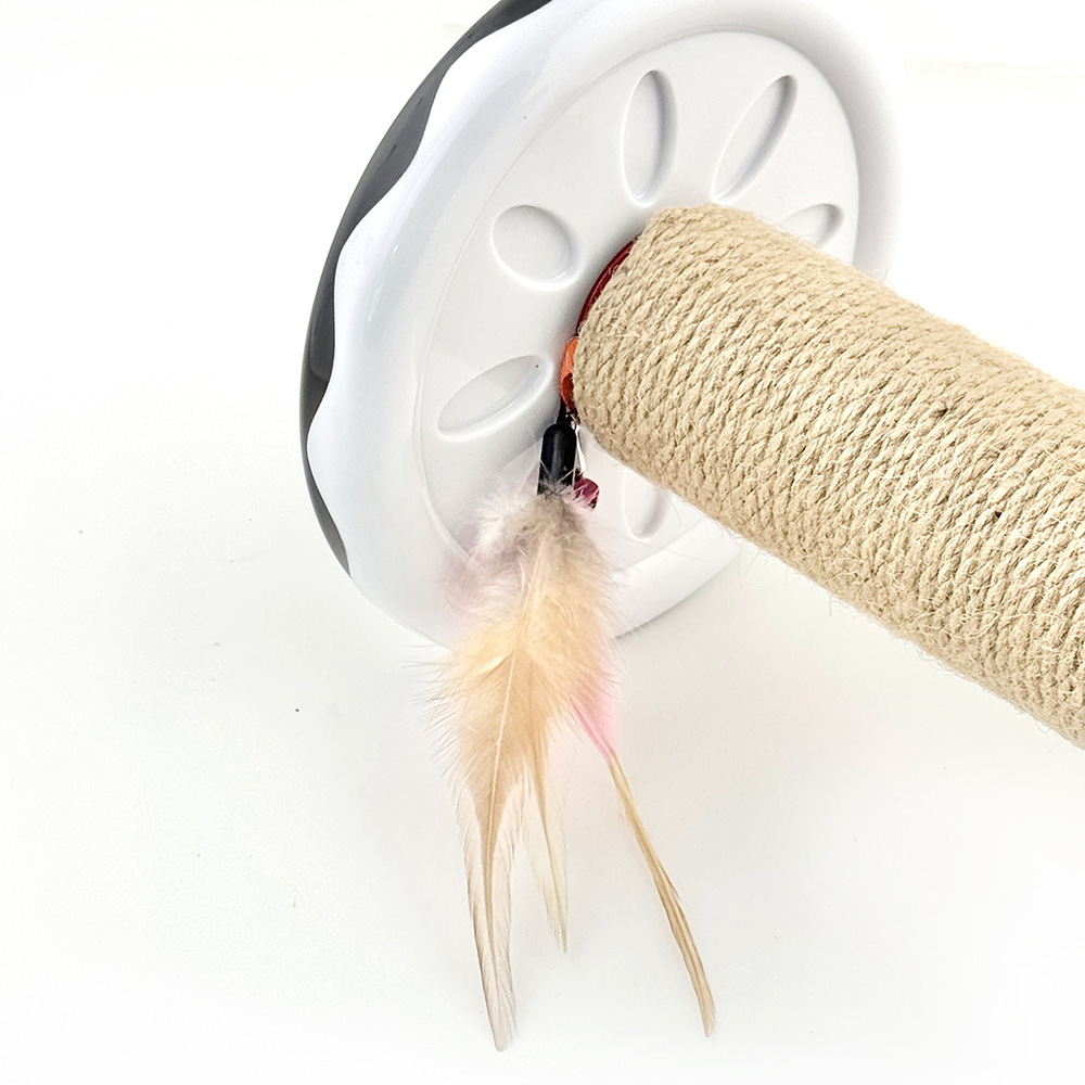 PE230RMN- Spin & Scratch Roller Cat Toy - feather