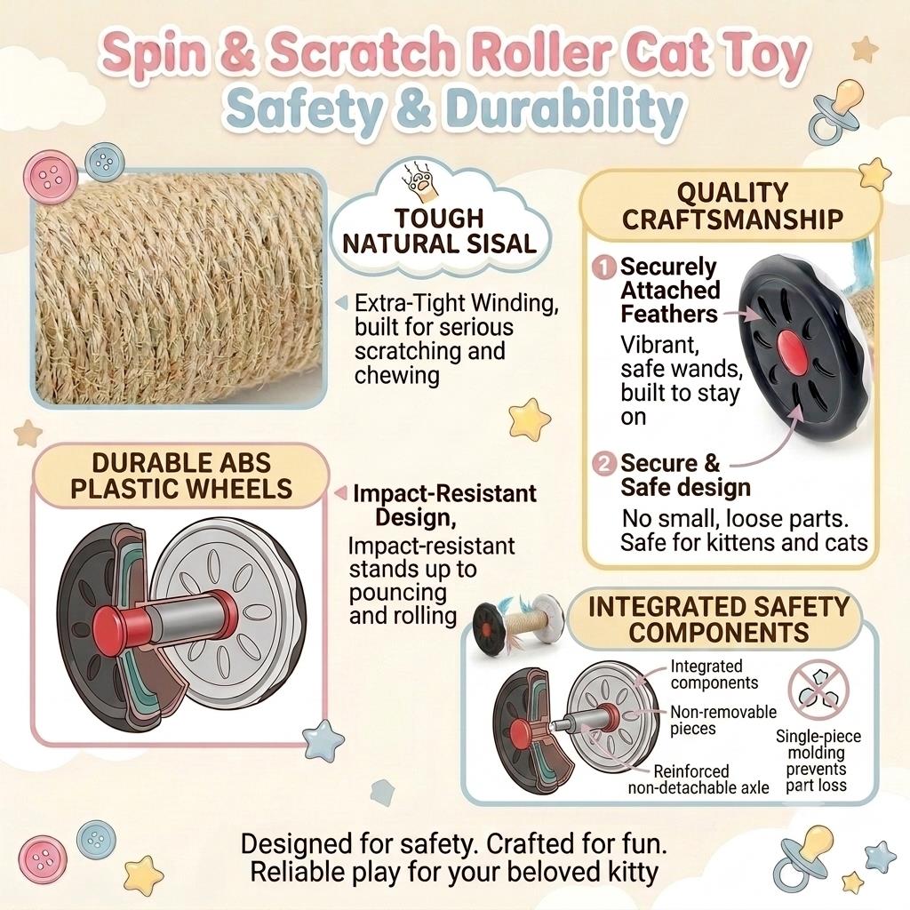 PE230RMN- Spin & Scratch Roller Cat Toy - safety features