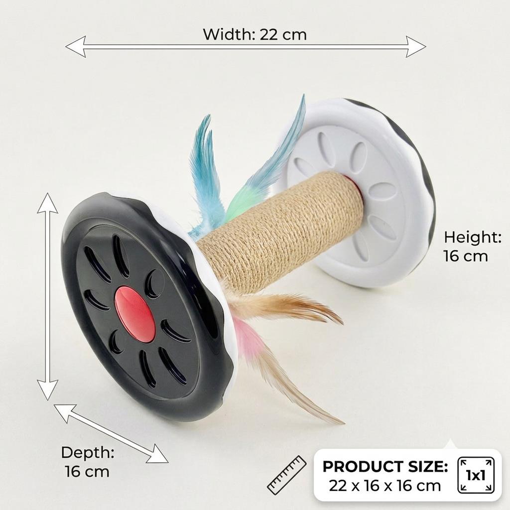 PE230RMN- Spin & Scratch Roller Cat Toy - size