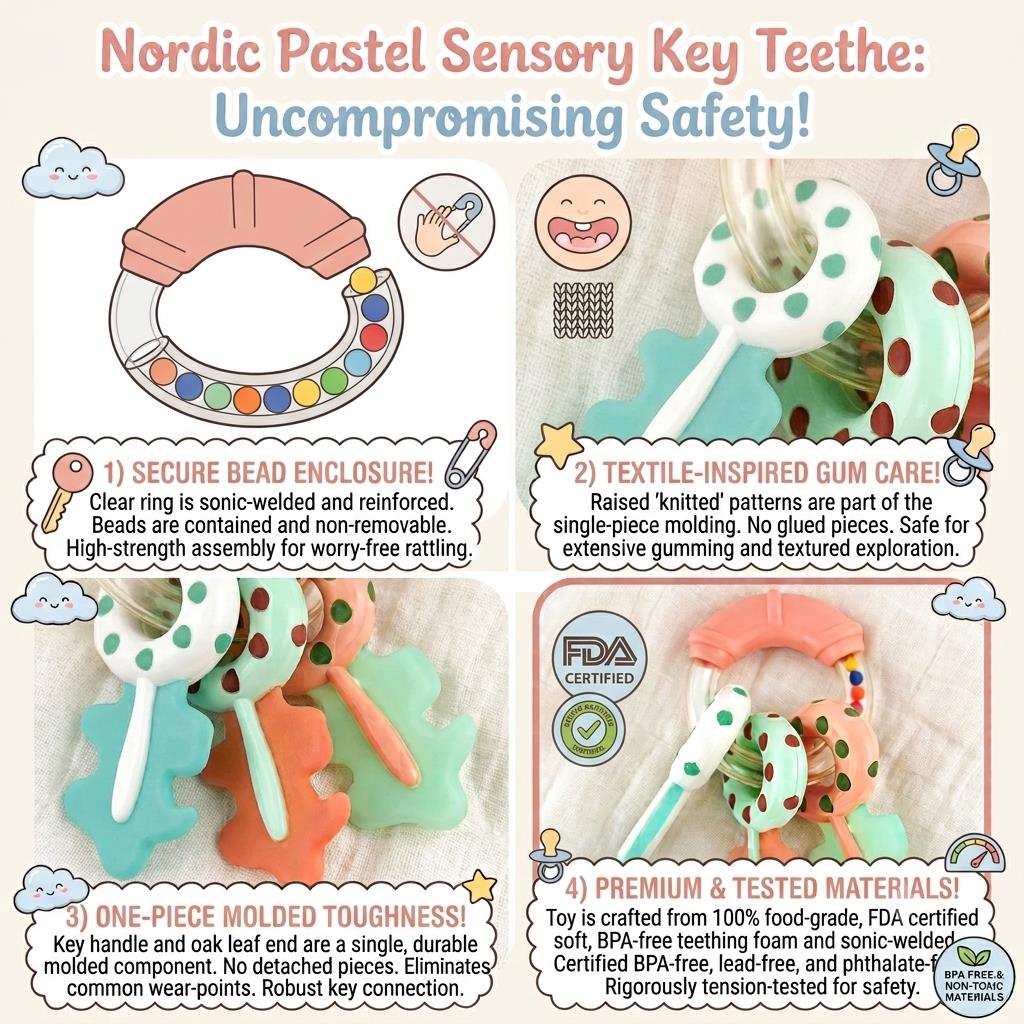 B2130 – Nordic Pastel Sensory Key Teether - SAFETY